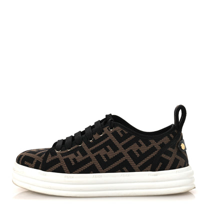 Fendi Fabric FF Micro-Perforated Rise Low Top Sneakers 36.5 Tobacco Black 1 of 12