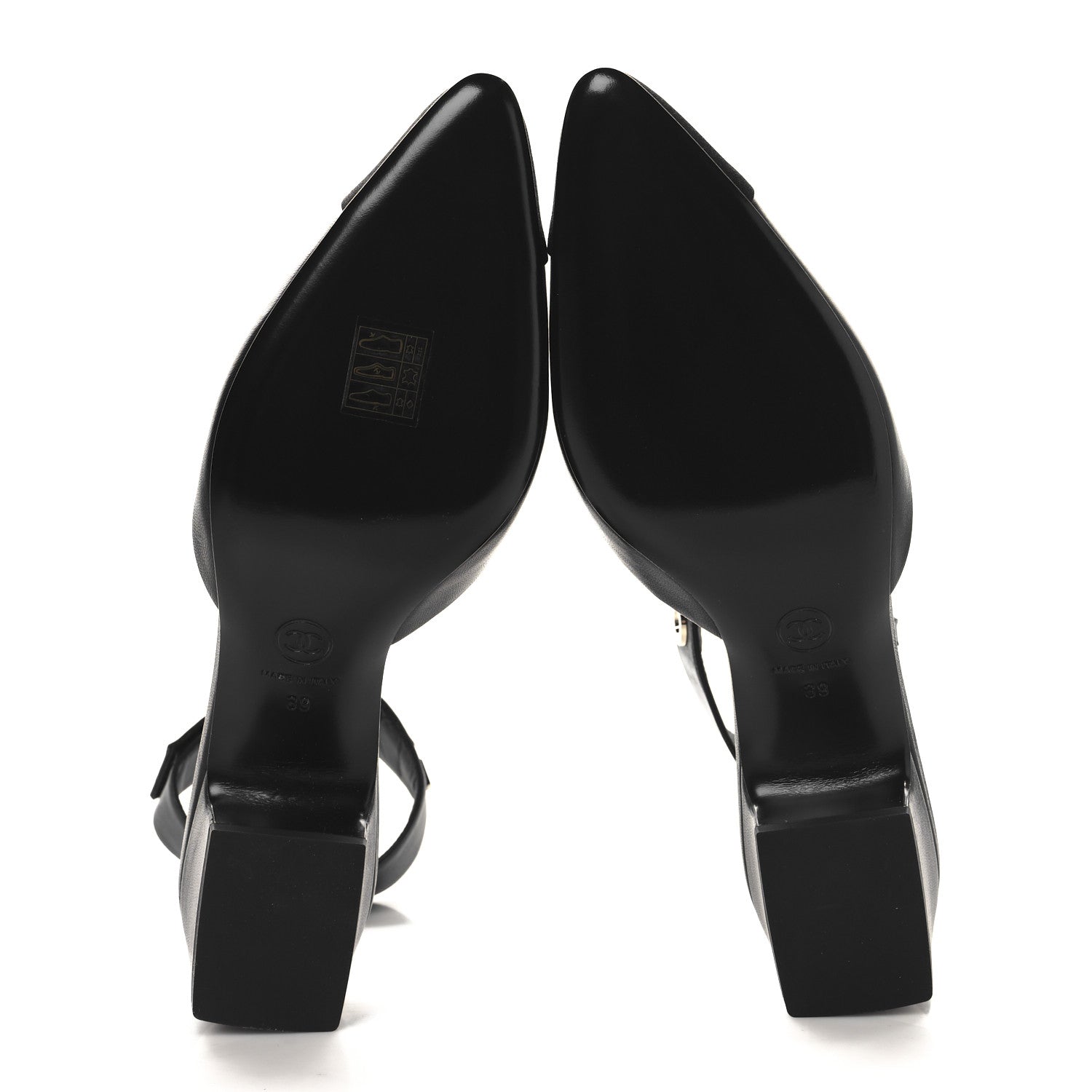 Chanel Lambskin Grosgrain Cap Toe Logo Ankle Strap Pumps 39 Black 6 of 10
