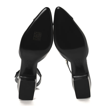 Chanel Lambskin Grosgrain Cap Toe Logo Ankle Strap Pumps 39 Black 6 of 10