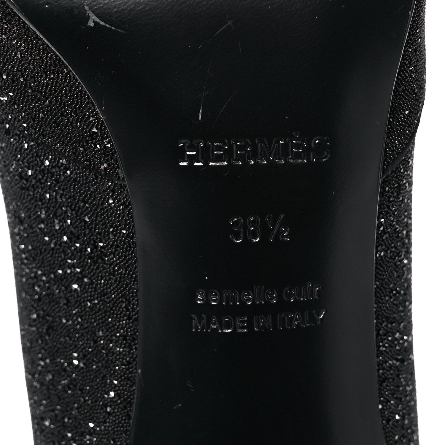 Hermes Suede Goatskin Crystal Powder Pumps 38.5 Black 6 of 10