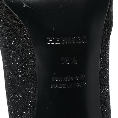 Hermes Suede Goatskin Crystal Powder Pumps 38.5 Black 6 of 10