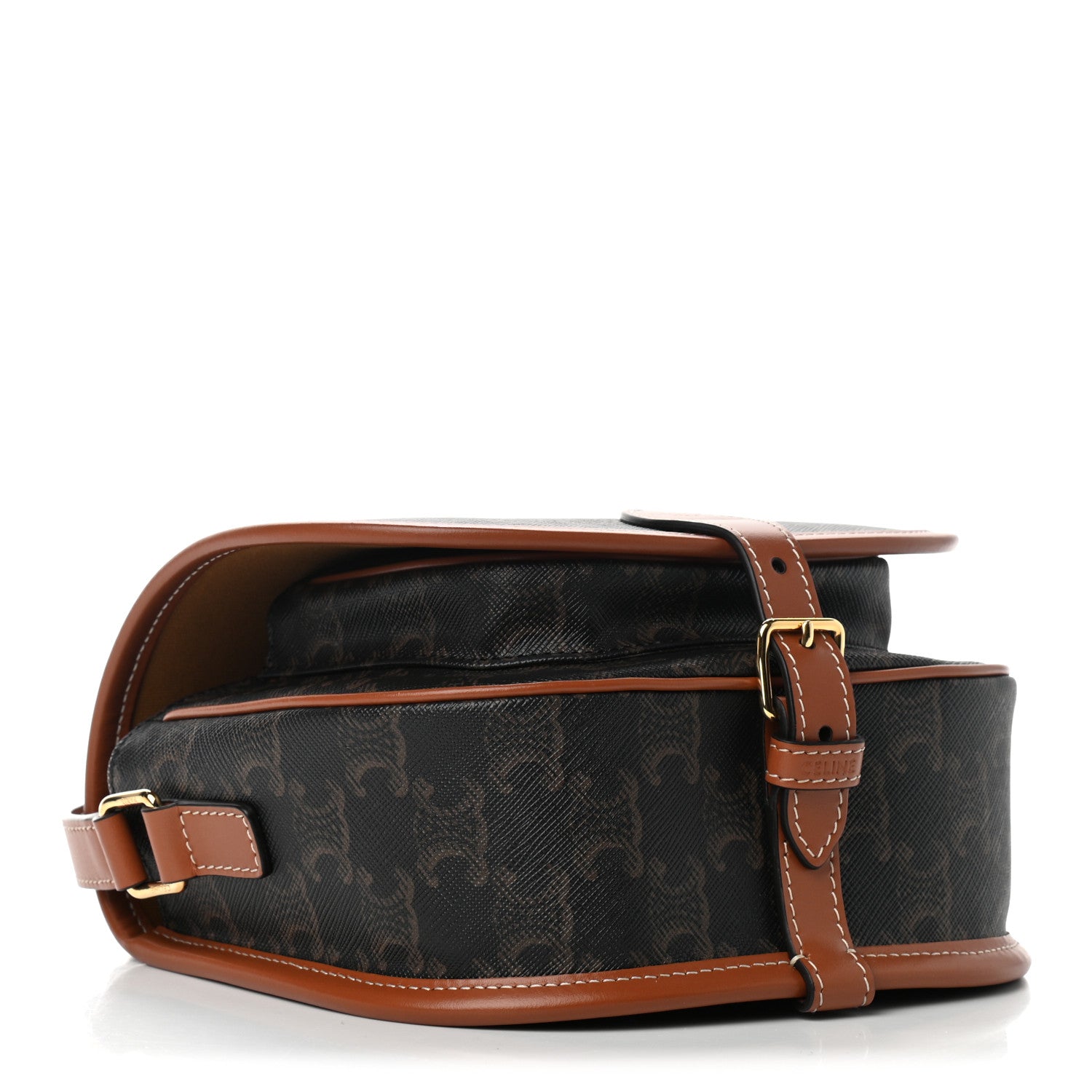 Celine Triomphe Canvas Medium Folco Bag Tan 4 of 10
