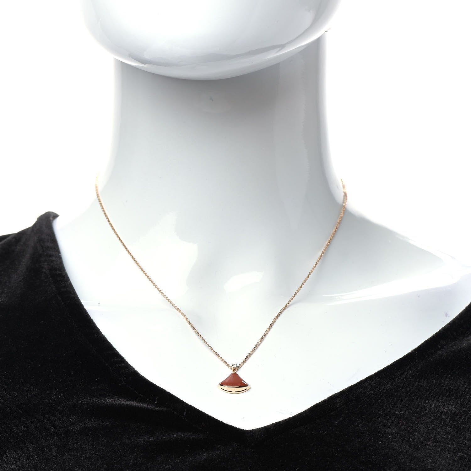 Bulgari 18K Rose Gold Diamond Carnelian Divas' Dream Pendant Necklace 2 of 6