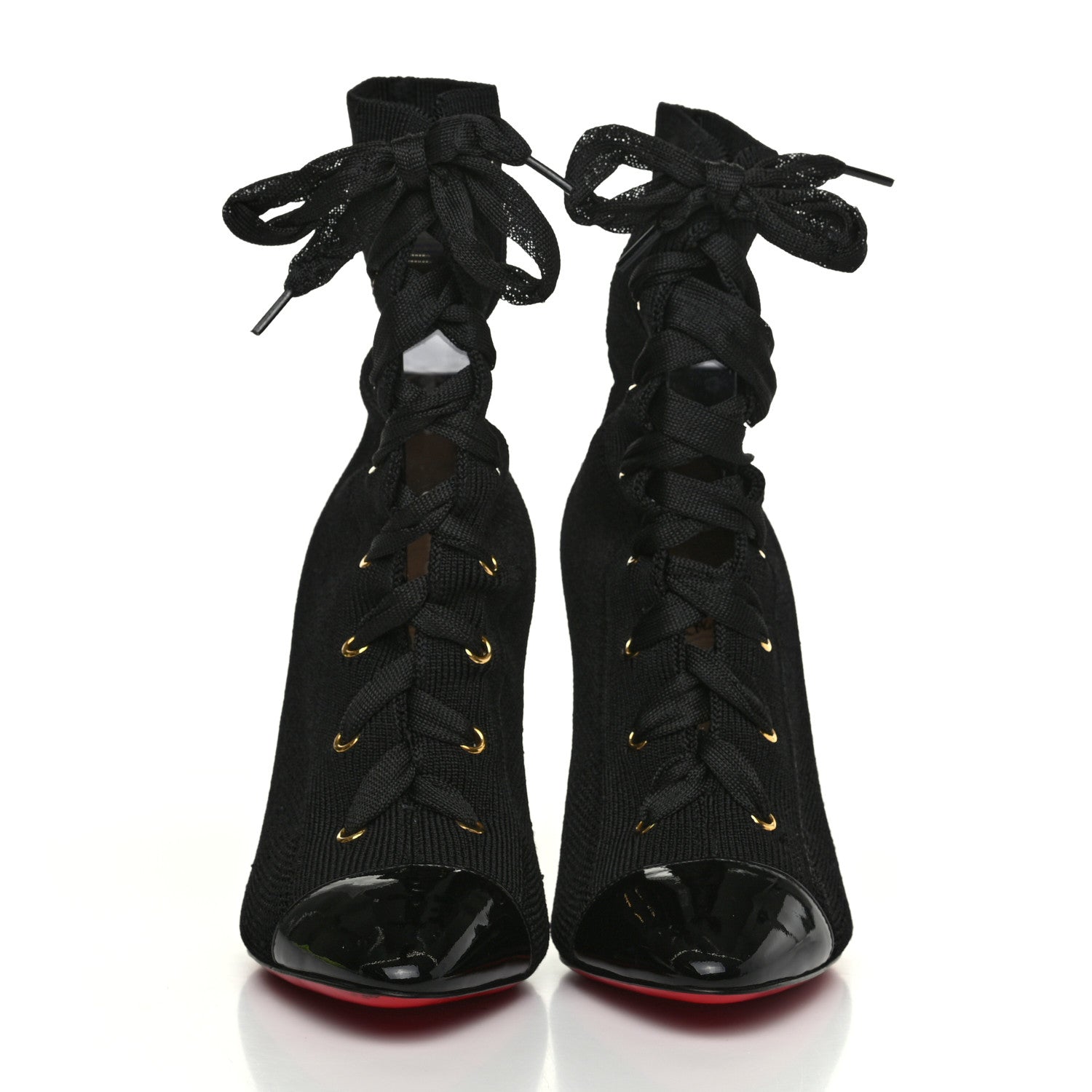 Christian Louboutin Patent Maille Tricot Frenchie 100 Ankle Boots 37.5 Black 2 of 6