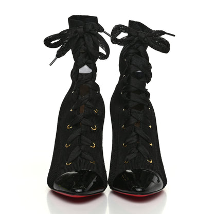 Christian Louboutin Patent Maille Tricot Frenchie 100 Ankle Boots 37.5 Black 2 of 6