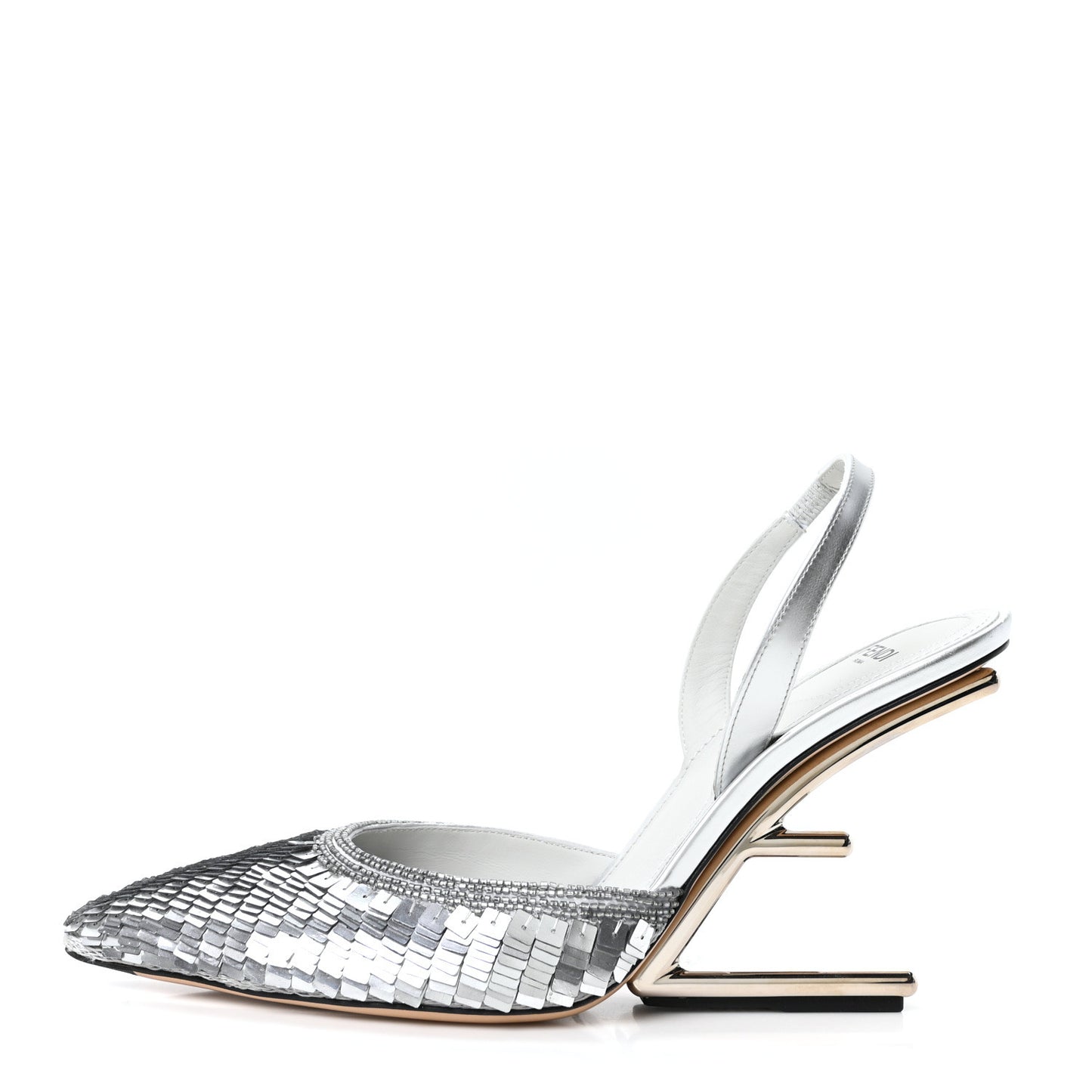 Crystal Fendi First Slingback Pump 37 39 Grigio