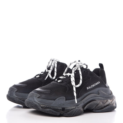 Balenciaga Fabric Mesh Clear Sole Womens Triple S Sneakers 37 Black 3 of 9