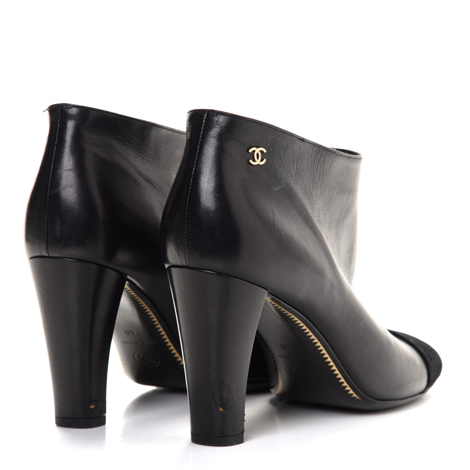 Chanel Lambskin Suede Cap Toe Short Ankle Boots 40 Black 4 of 11