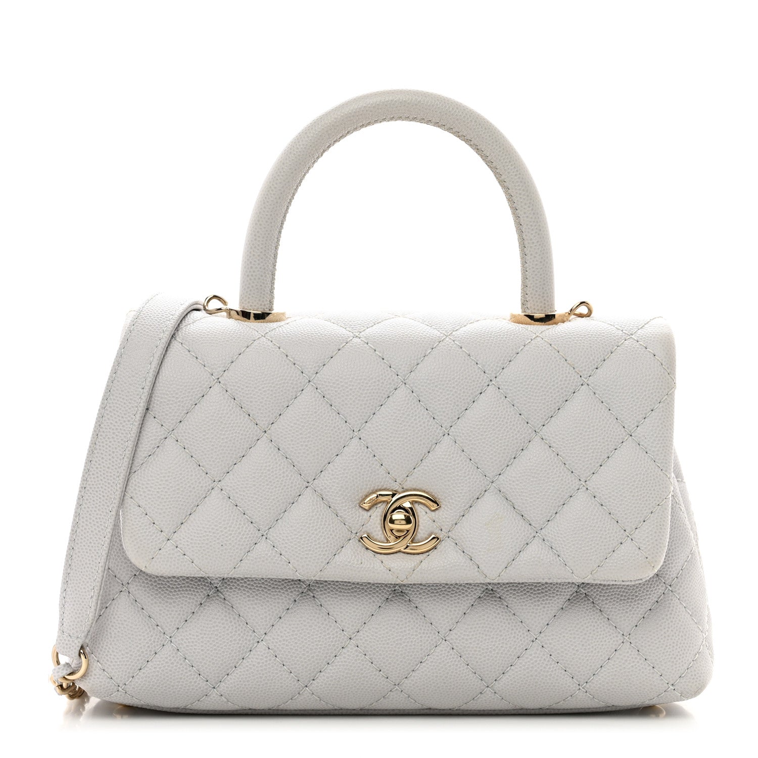 Chanel Caviar Quilted Mini Coco Handle Flap Light Grey 1 of 11