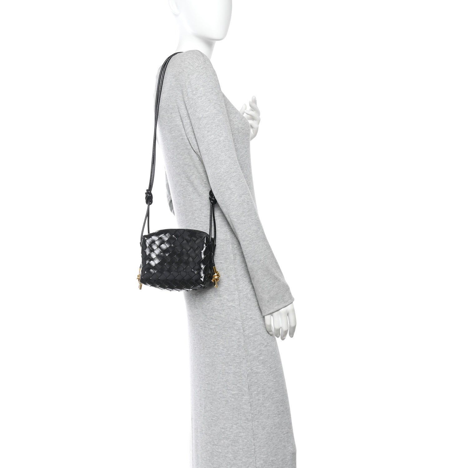 Bottega Veneta Polished Nappa Intrecciato Metallic Knot Mini Loop Camera Bag Black 2 of 12