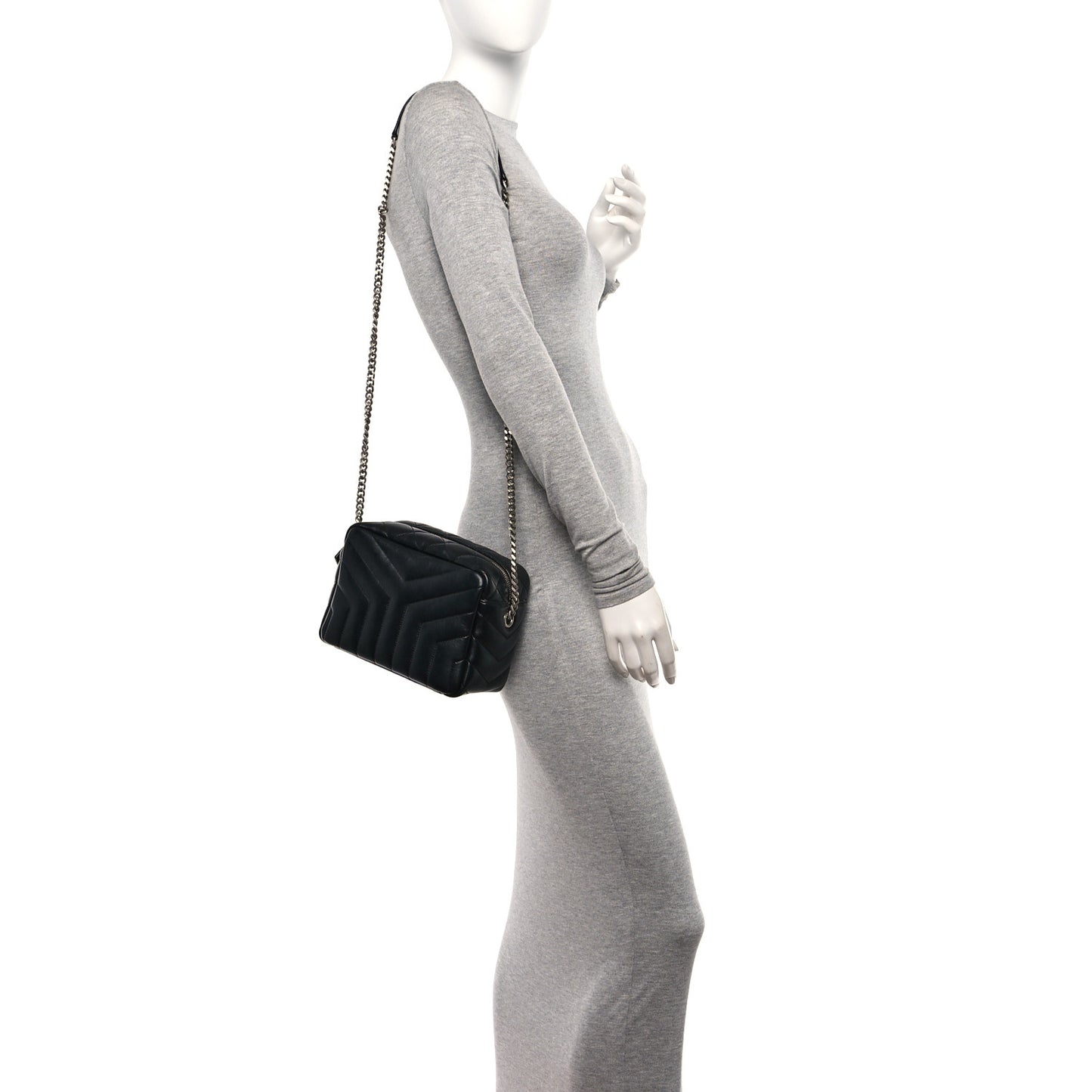 Calfskin Y Quilted Monogram Small Loulou Bowling Bag Black