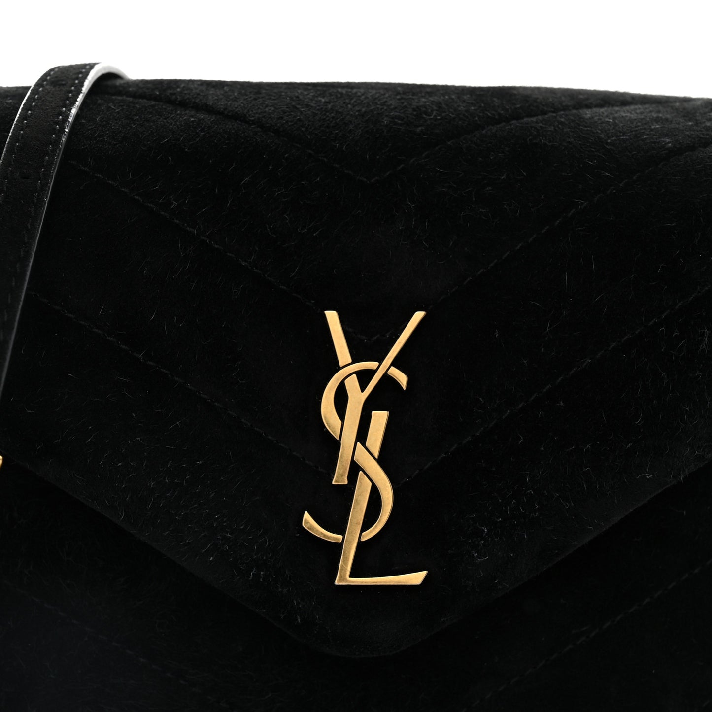 Suede Y Quilted Monogram Toy Loulou Crossbody Bag Black