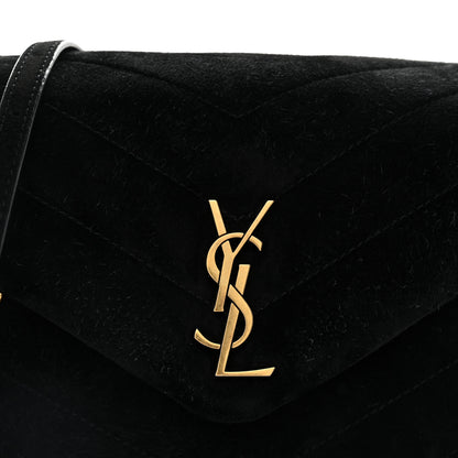 Saint Laurent Suede Y Quilted Monogram Toy Loulou Crossbody Bag Black 8 of 11