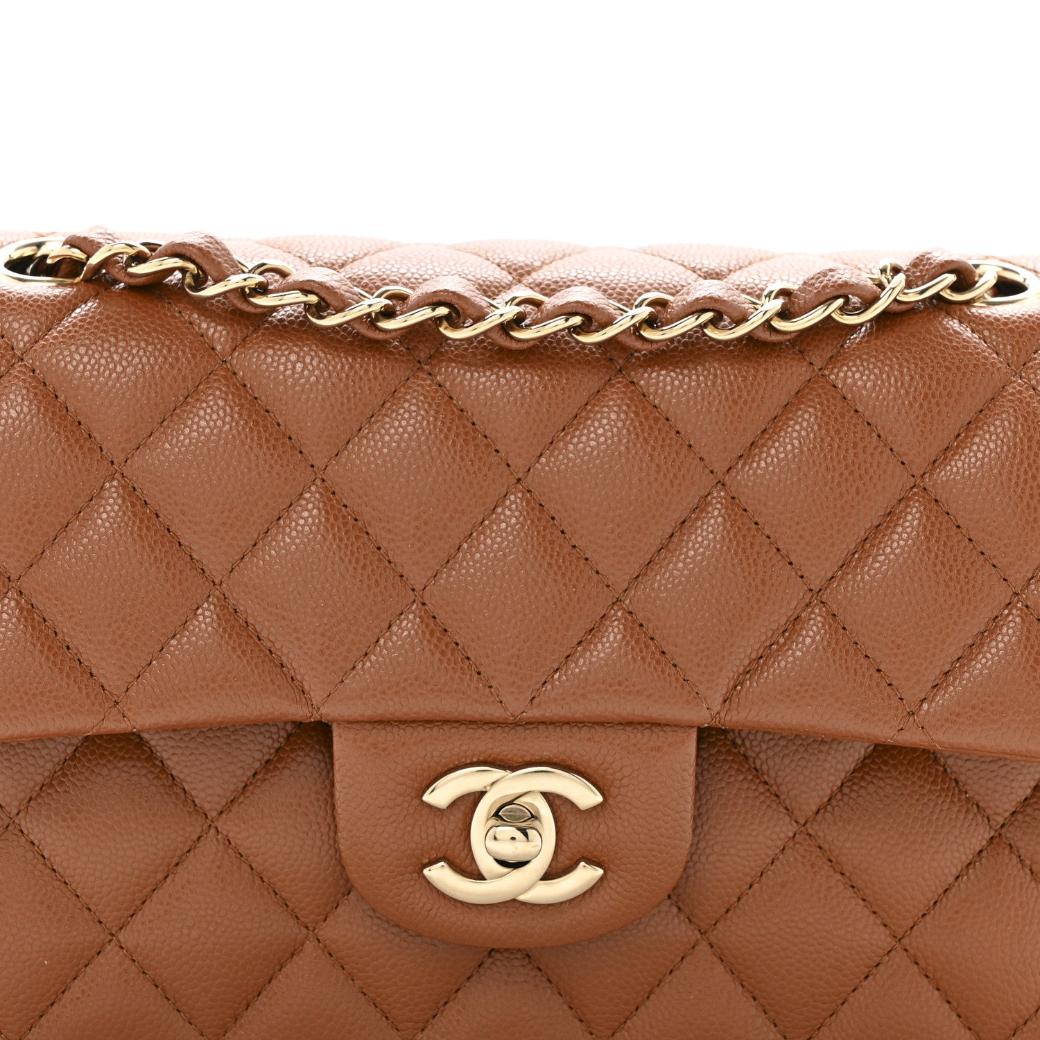 Chanel Caviar Quilted Small Double Flap Light Brown 1781045