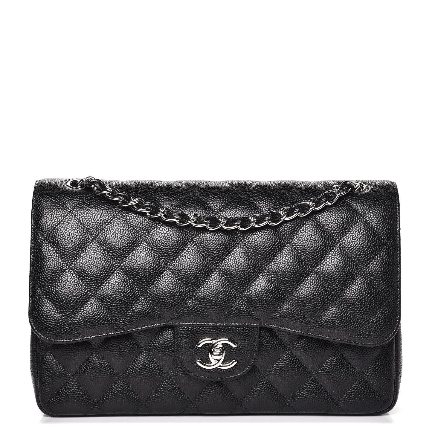 Caviar Quilted Jumbo Double Flap Black