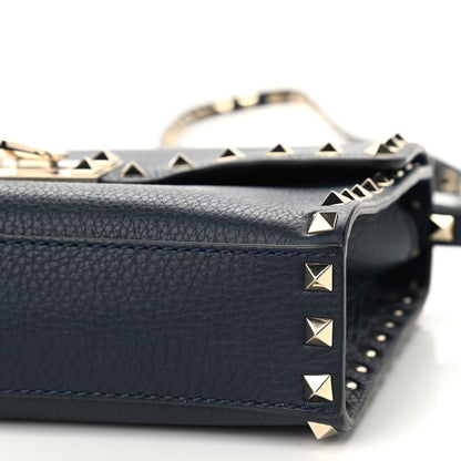 Valentino Garavani Pebbled Calfskin Medium Rockstud Flip Lock Crossbody Bag Black 6 of 9