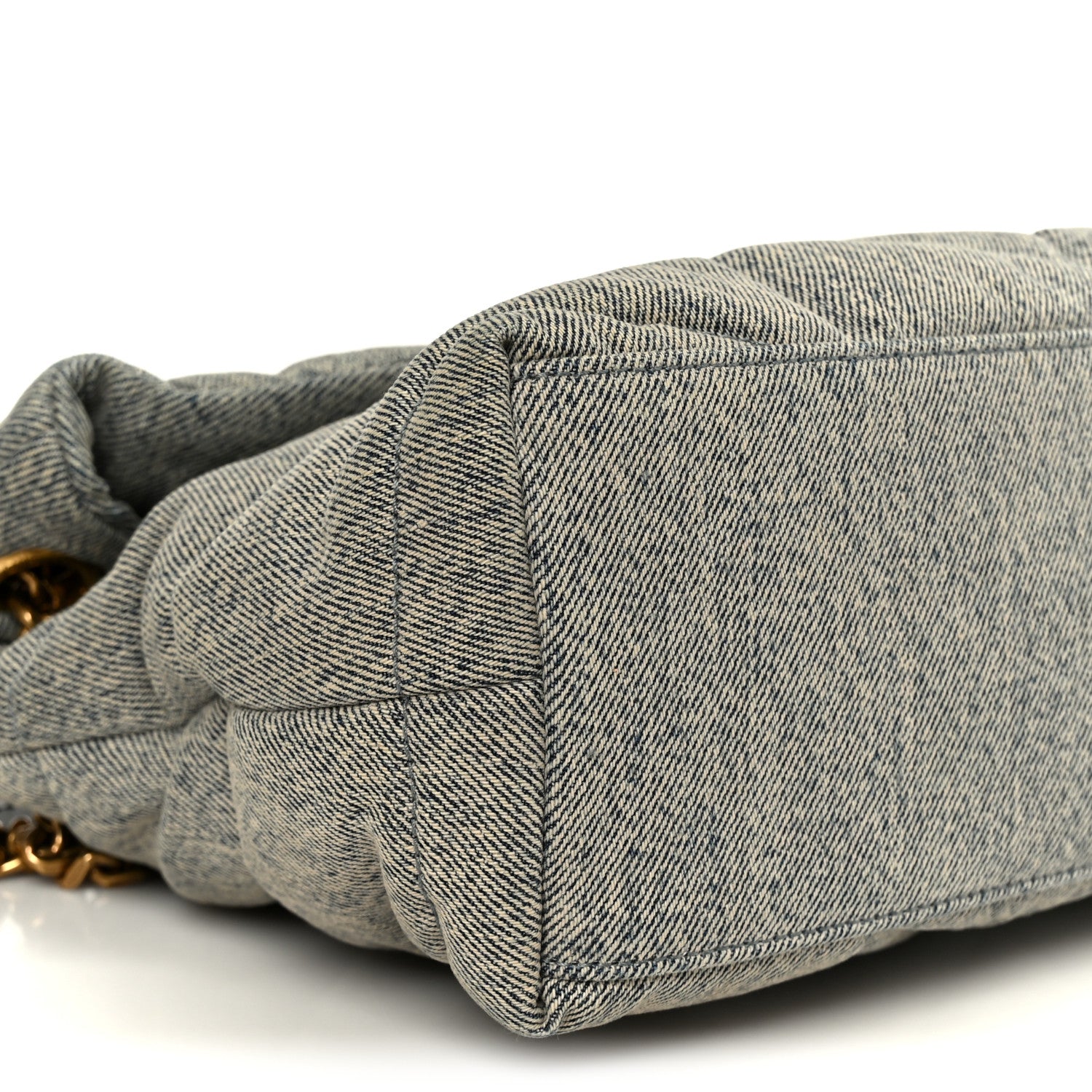 Saint Laurent Denim Quilted Medium Loulou Puffer Monogram Chain Satchel Azur 9 of 10