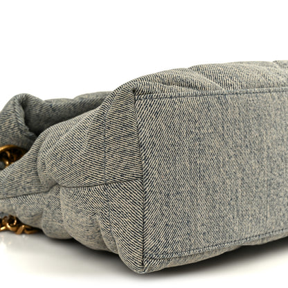 Saint Laurent Denim Quilted Medium Loulou Puffer Monogram Chain Satchel Azur 9 of 10