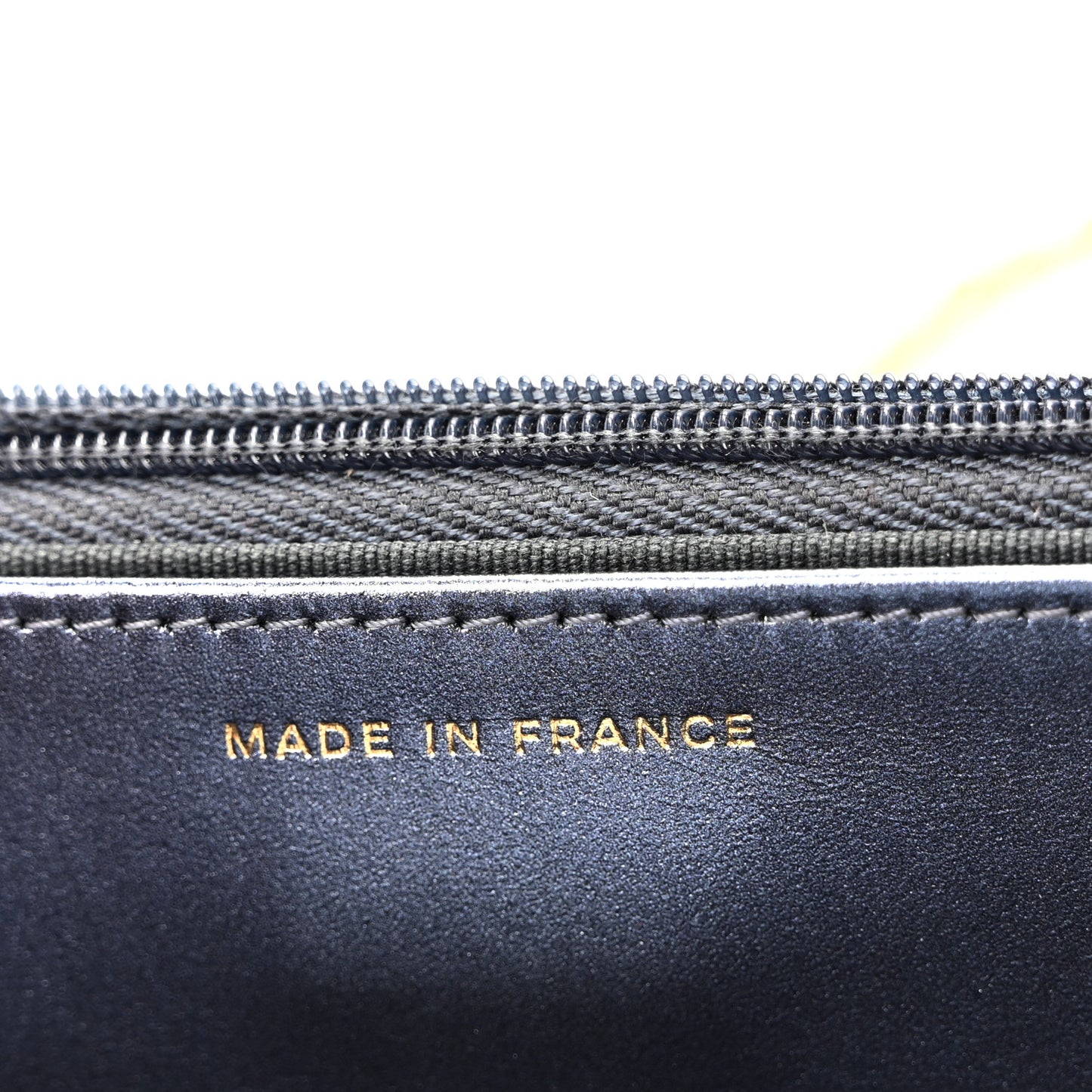 Metallic Calfskin Quilted Wallet On Chain WOC Navy Blue