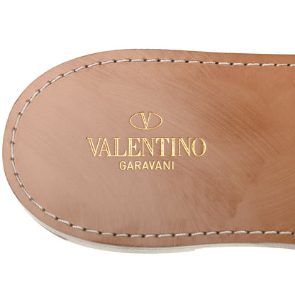 Valentino Garavani Calfskin Rockstud Linked Flat Slide Sandals 39.5 White 6 of 7