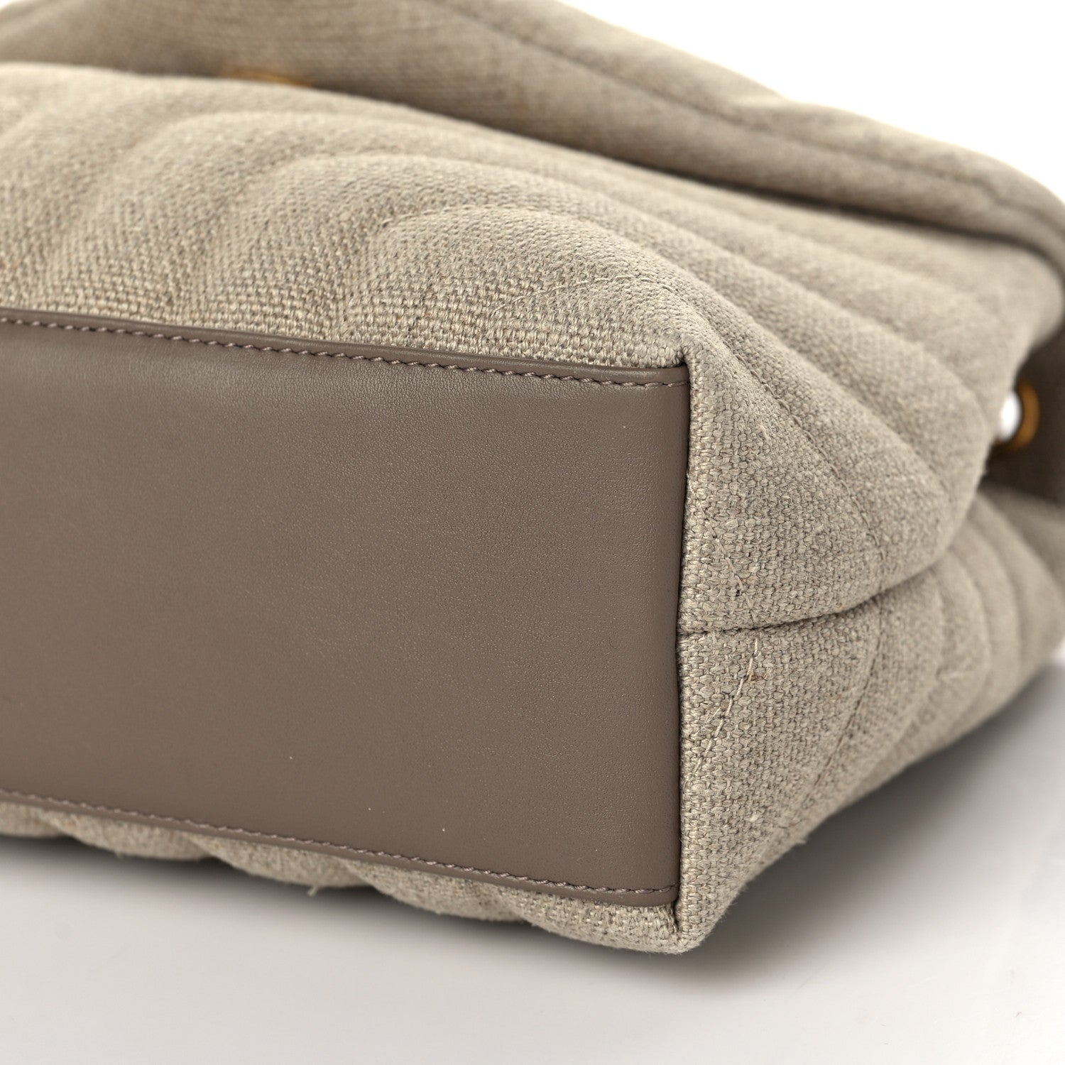 Saint Laurent Linen Y Quilted Monogram Small Loulou Chain Satchel Natural Taupe 8 of 8
