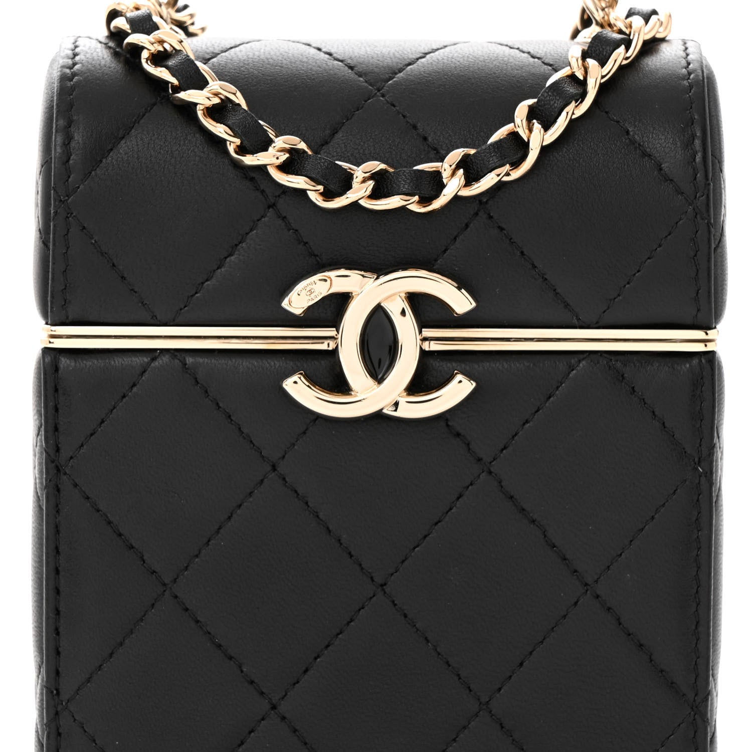 Chanel Lambskin Quilted Small Box With Chain Black 9 of 12
