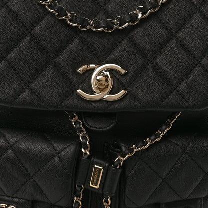 Chanel Calfskin Quilted Medium Duma Pockets Drawstring Backpack Black 8 of 12