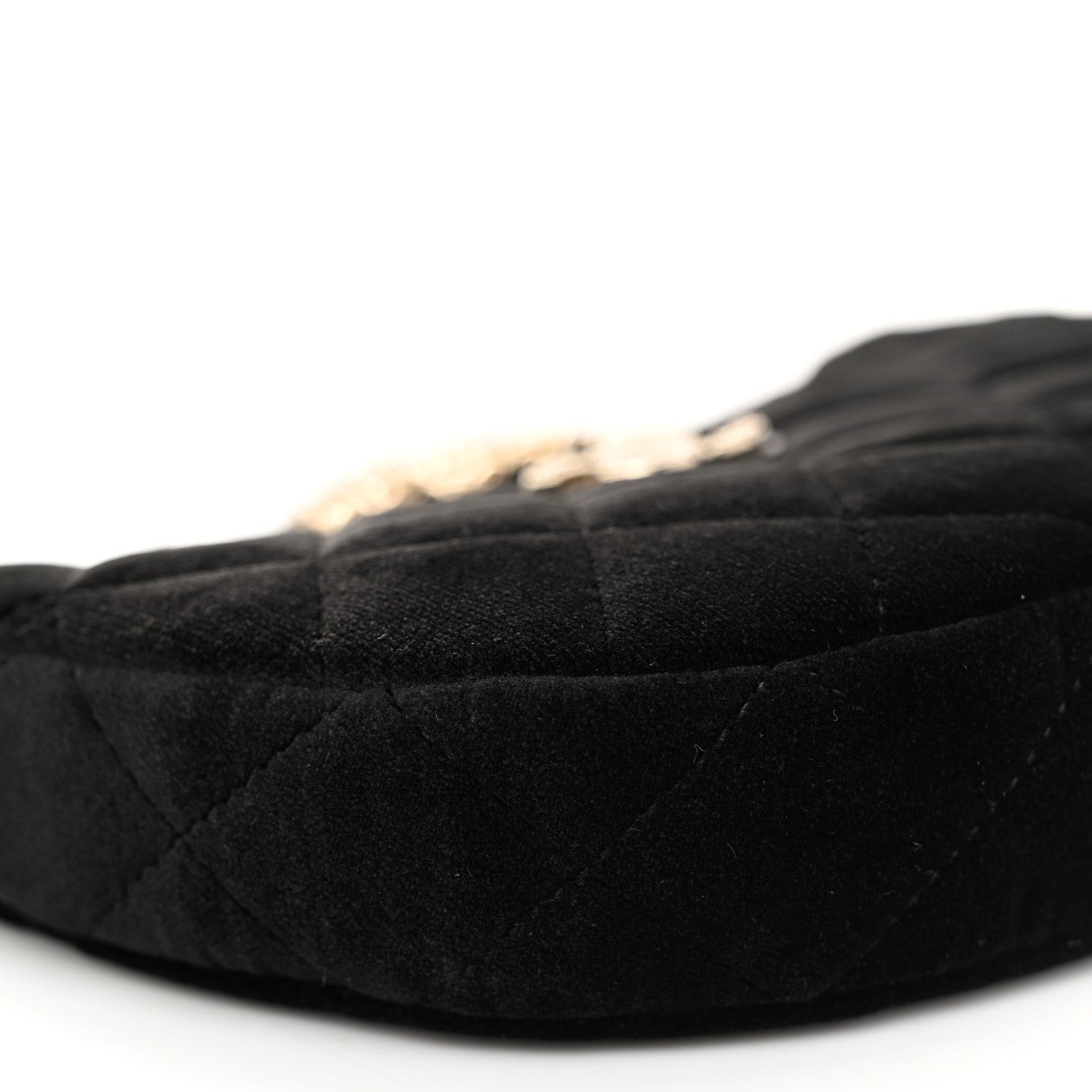 Chanel Velvet Crystal Quilted Chain Hobo Black 9 of 11