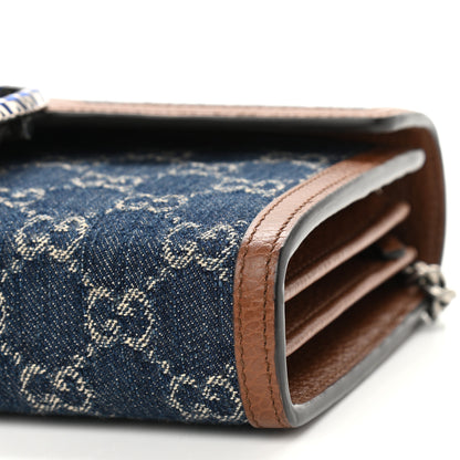 Gucci New Denim GG Monogram Dollar Calfskin Enamel Mini Dionysus Chain Wallet Blue Tea Cuir Epilog Electric Blue 10 of 11