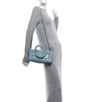 Christian Dior Lambskin Cannage Medium Lady D-Joy Light Blue 2 of 11