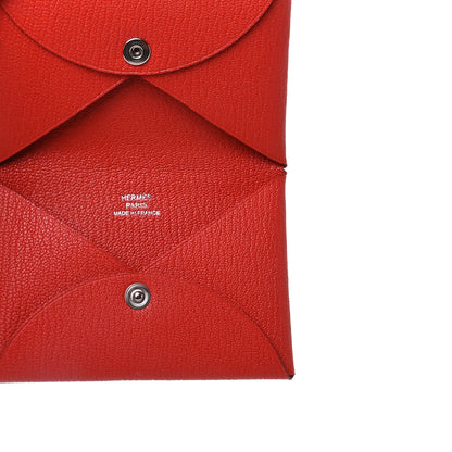 Hermes Chevre Mysore Calvi Card Case Rouge Tomate 5 of 9