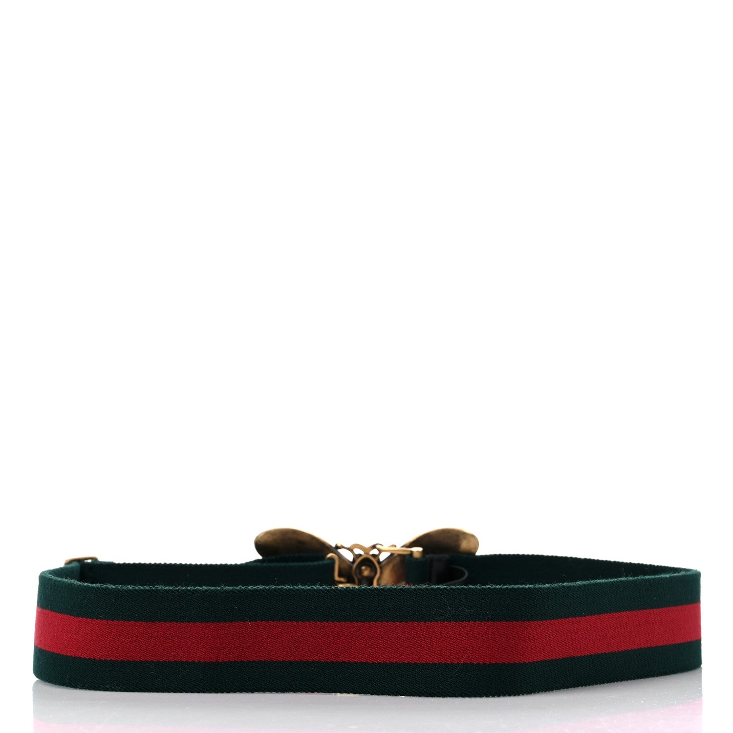 Gucci Web Queen Margaret Bee Belt 80 32 Red Green 2 of 3