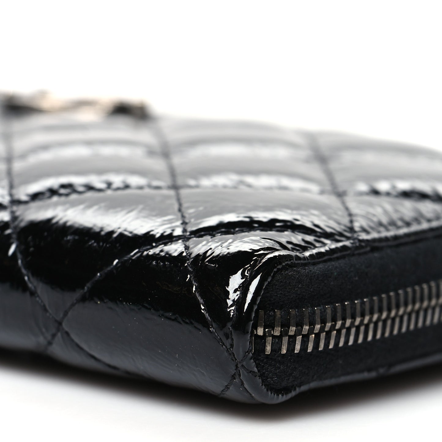Patent Goatskin Quilted Medium Paris Dallas Zip Around Wallet Black