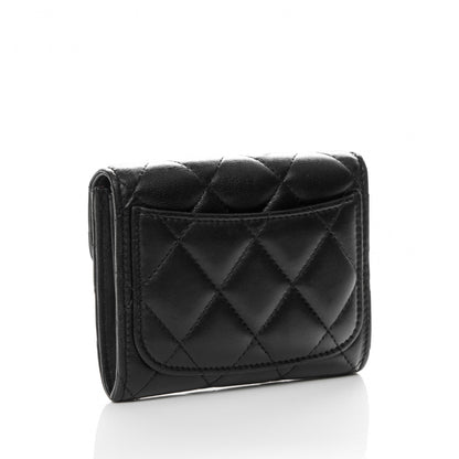 Chanel Lambskin Quilted Flap Card Holder Wallet Black 3 of 7