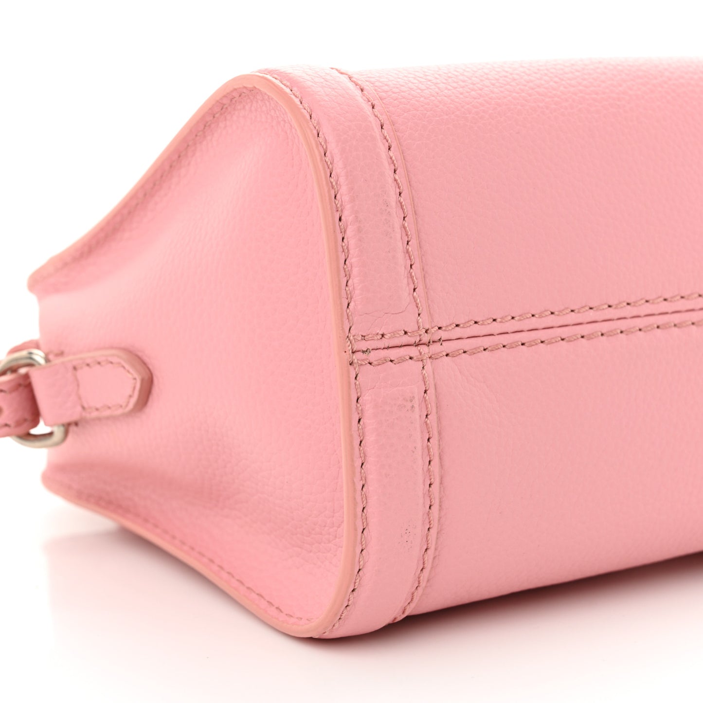 Pebbled Calfskin Mini Skull Padlock Zip Around Tote Petal