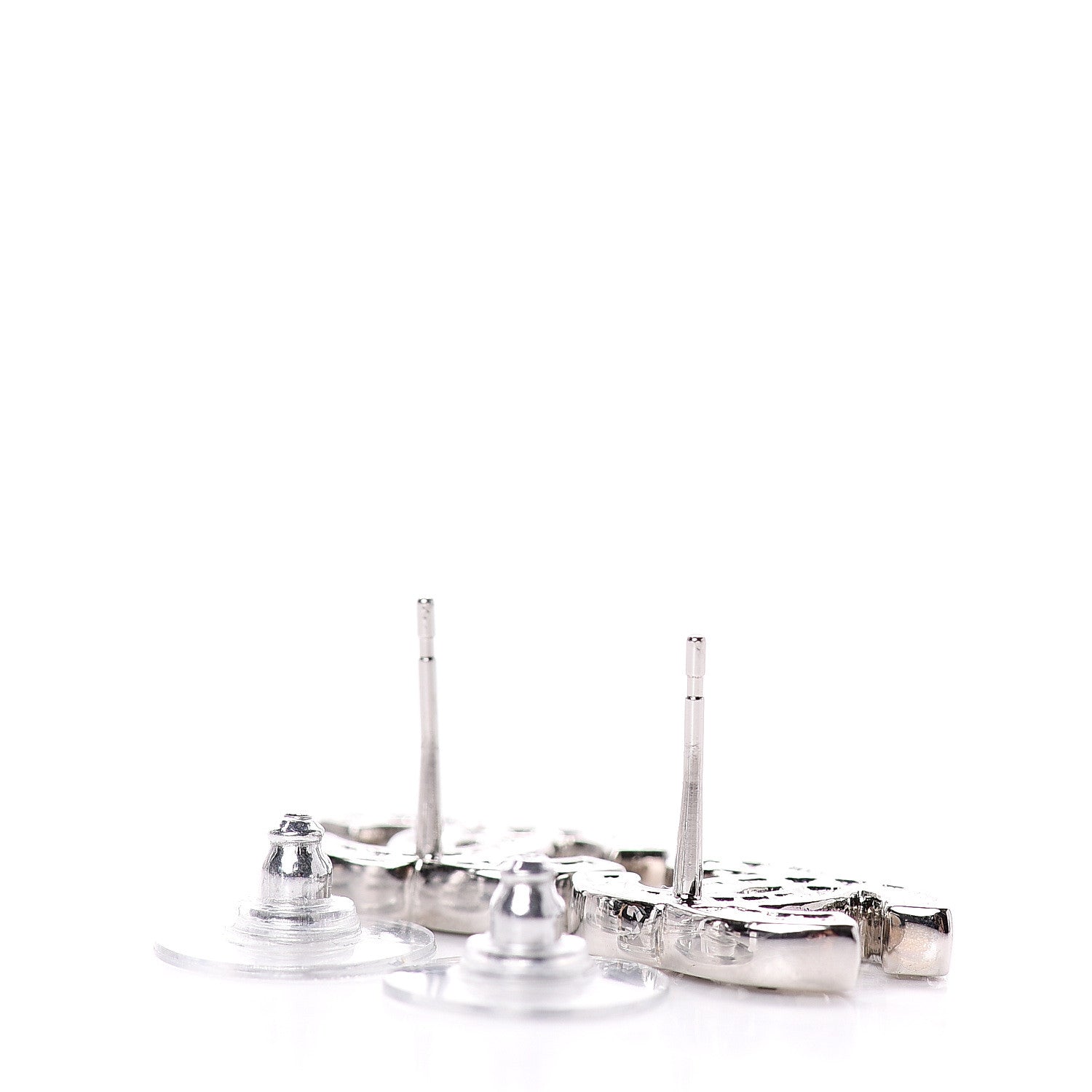 Chanel Baguette Crystal CC Earrings Silver 3 of 4