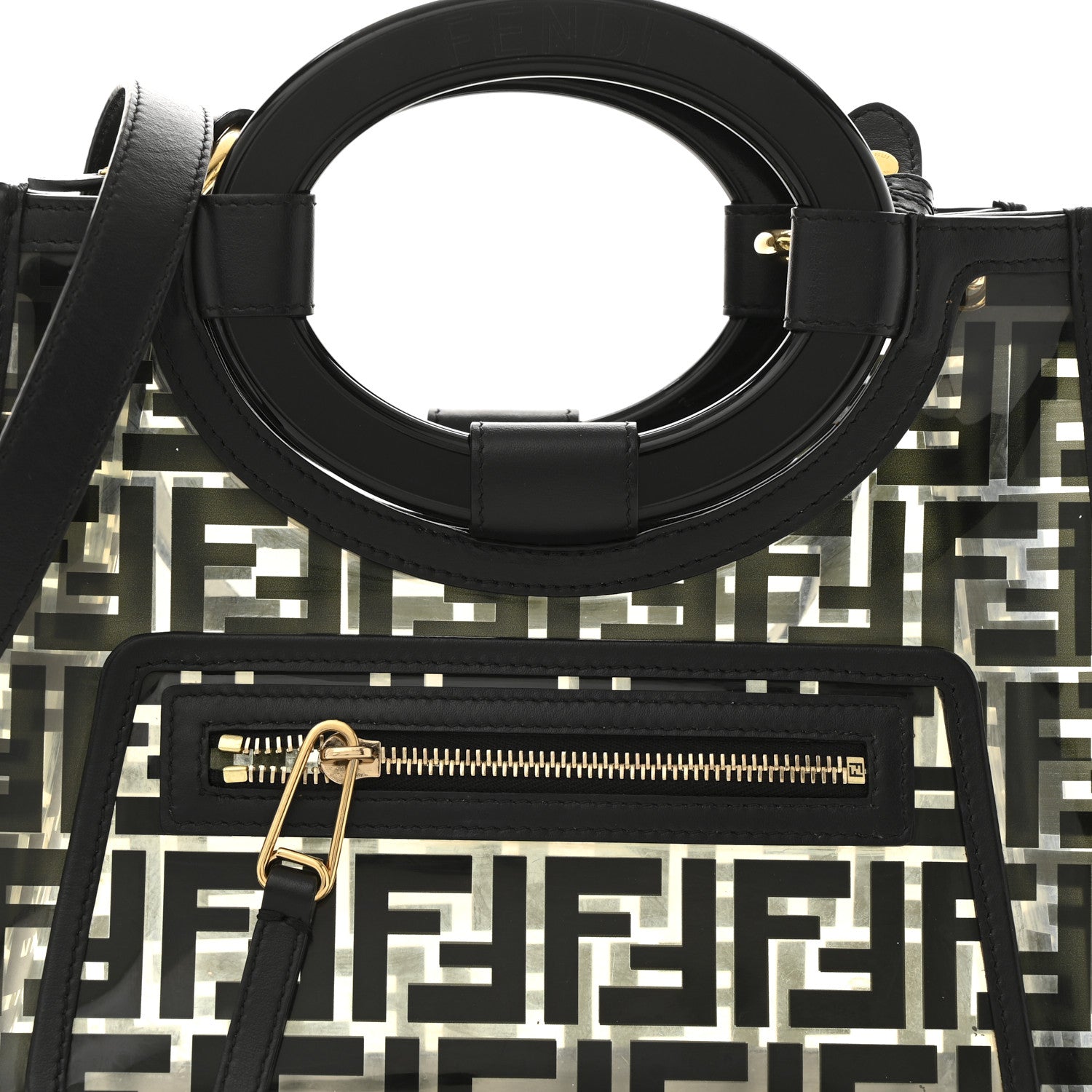 Fendi TPU FF Vitello Century Plexiglass Small Runaway Shopper Tote