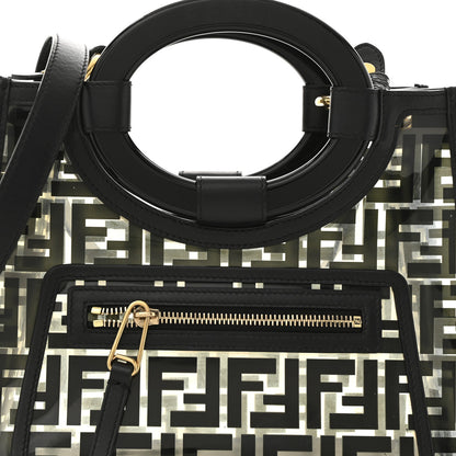 Fendi TPU FF Vitello Century Plexiglass Small Runaway Shopper Tote Black 7 of 11