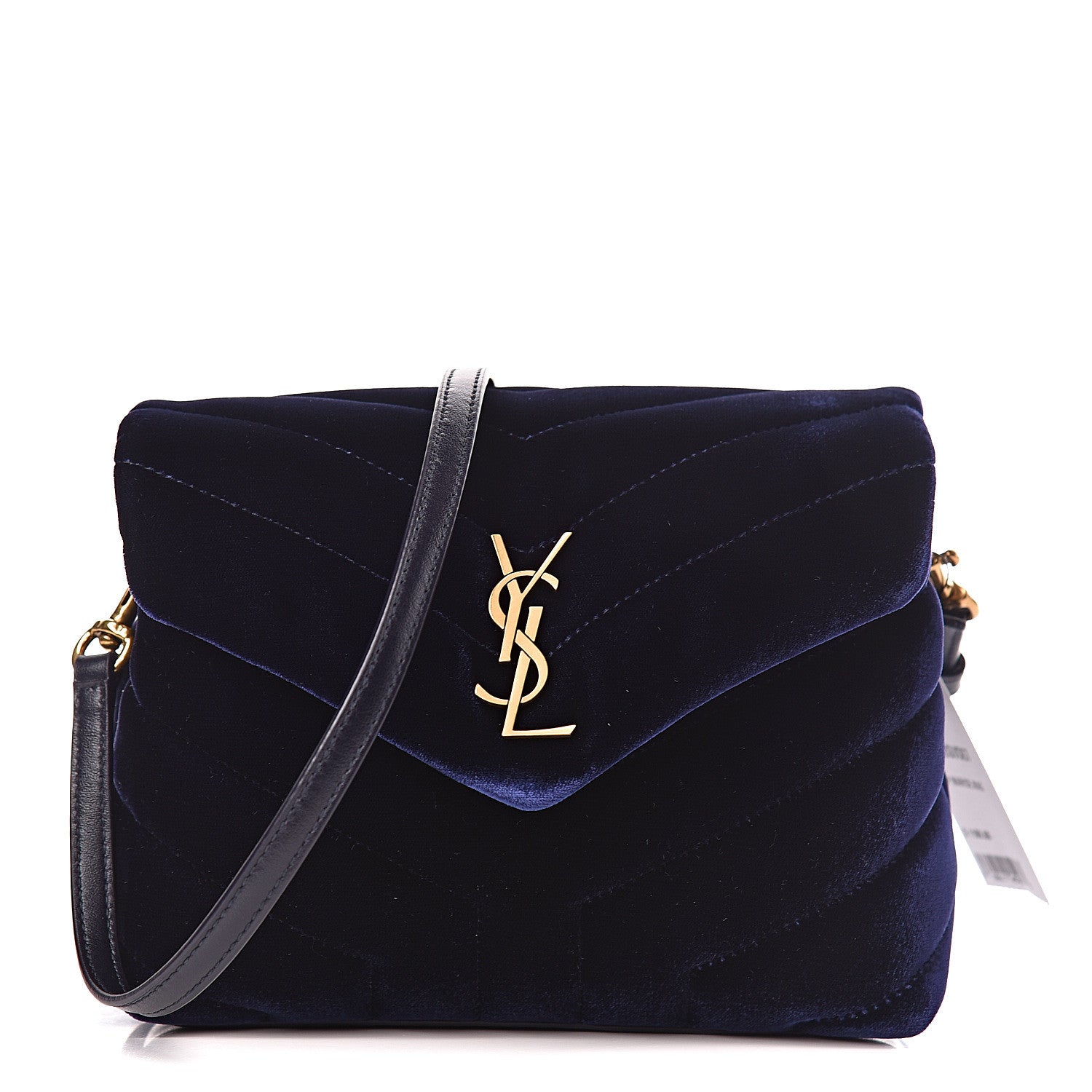 Saint Laurent Velvet Y Quilted Monogram Toy Loulou Crossbody Bag Navy 1 of 11