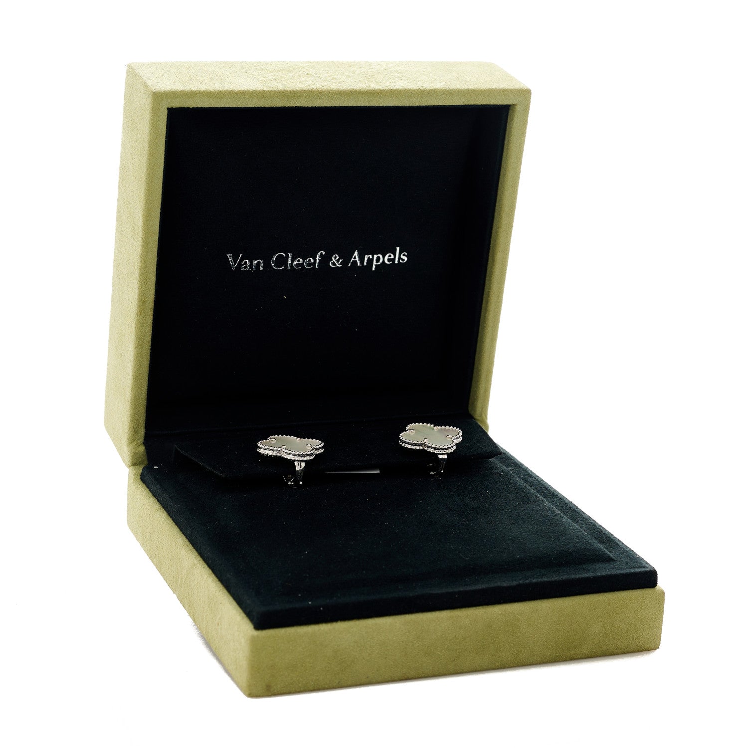 Van Cleef & Arpels 18K White Gold Mother of Pearl Magic Alhambra Earrings 3 of 5