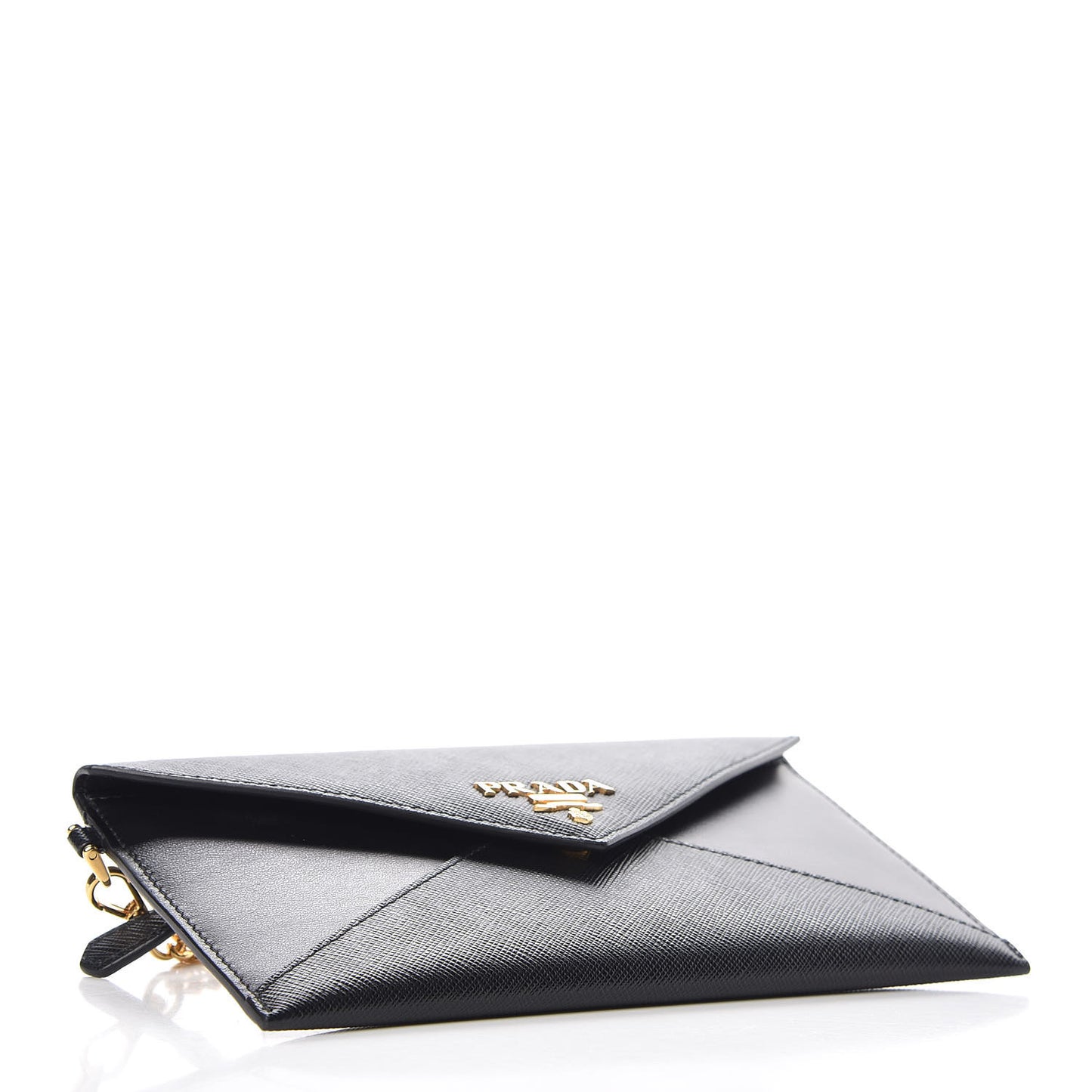 Saffiano Letter Wristlet Wallet Black