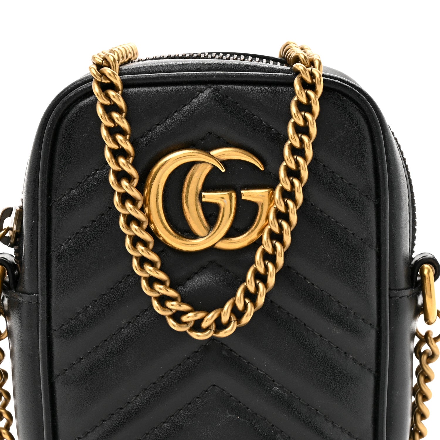 Gucci Calfskin Matelasse Mini GG Marmont Crossbody Bag Black 8 of 16