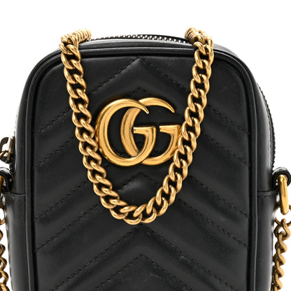 Gucci Calfskin Matelasse Mini GG Marmont Crossbody Bag Black 8 of 16