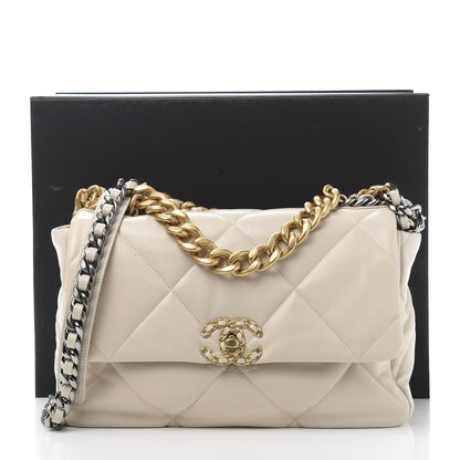 Chanel Lambskin Quilted Large 19 Flap Beige 11 of 11