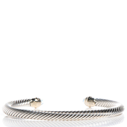 David Yurman Sterling Silver 14K Yellow Gold Blue Topaz 5mm Cable Classics Petite Color Bracelet 3 of 4