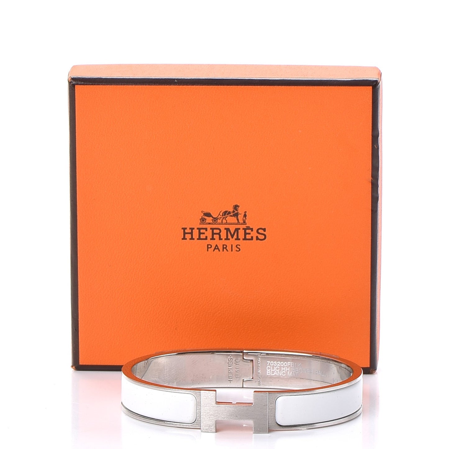 Matte Enamel Narrow Clic Clac HH Bracelet GM White