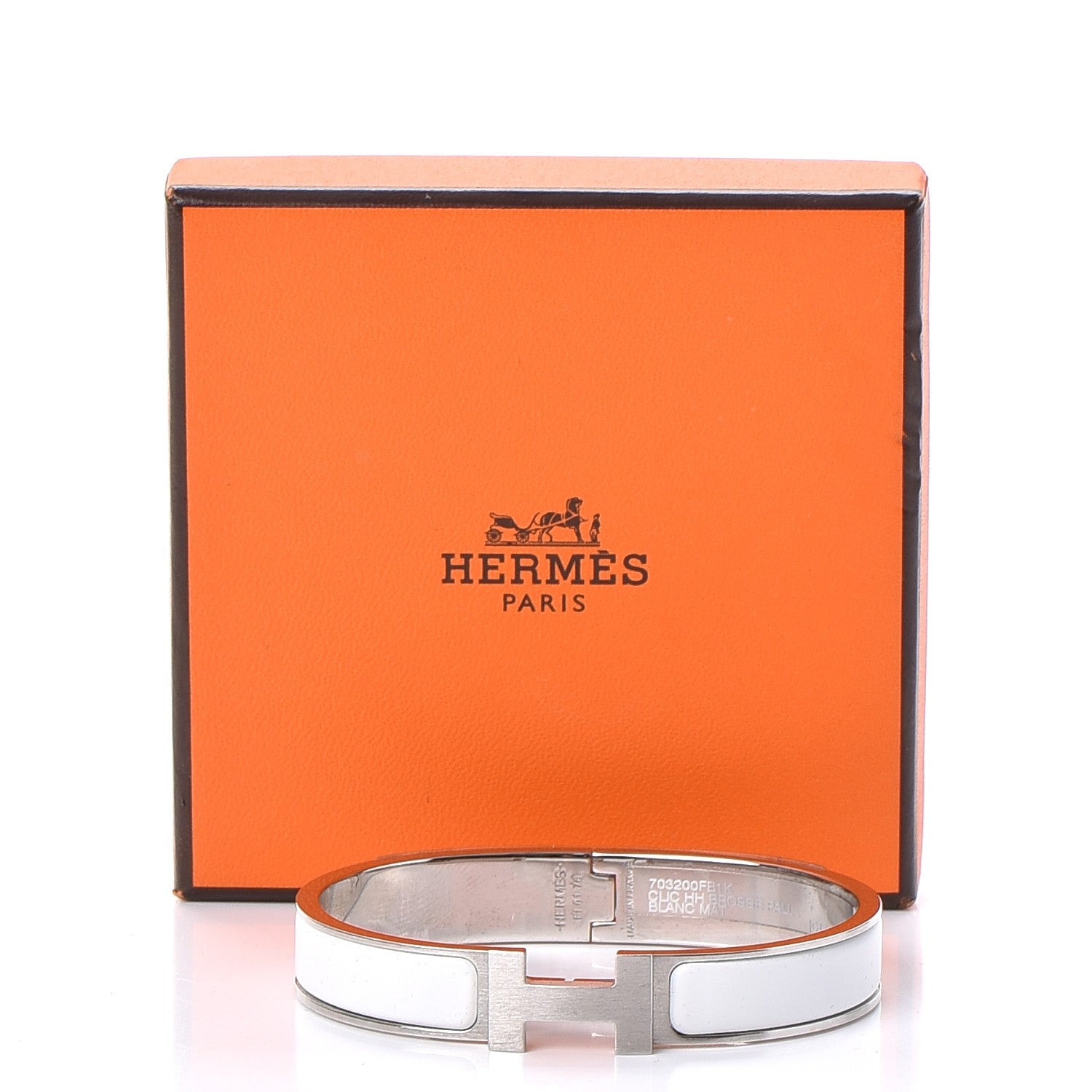 Hermes Matte Enamel Narrow Clic Clac HH Bracelet GM White 5 of 5