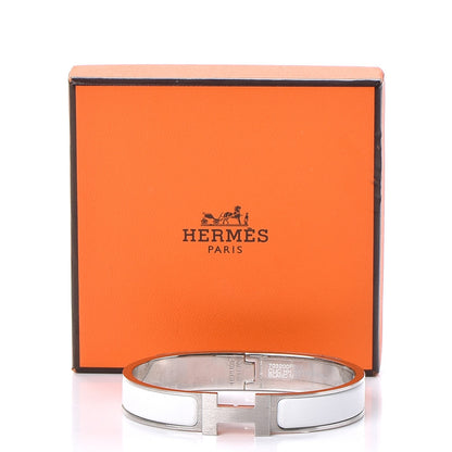 Hermes Matte Enamel Narrow Clic Clac HH Bracelet GM White 5 of 5