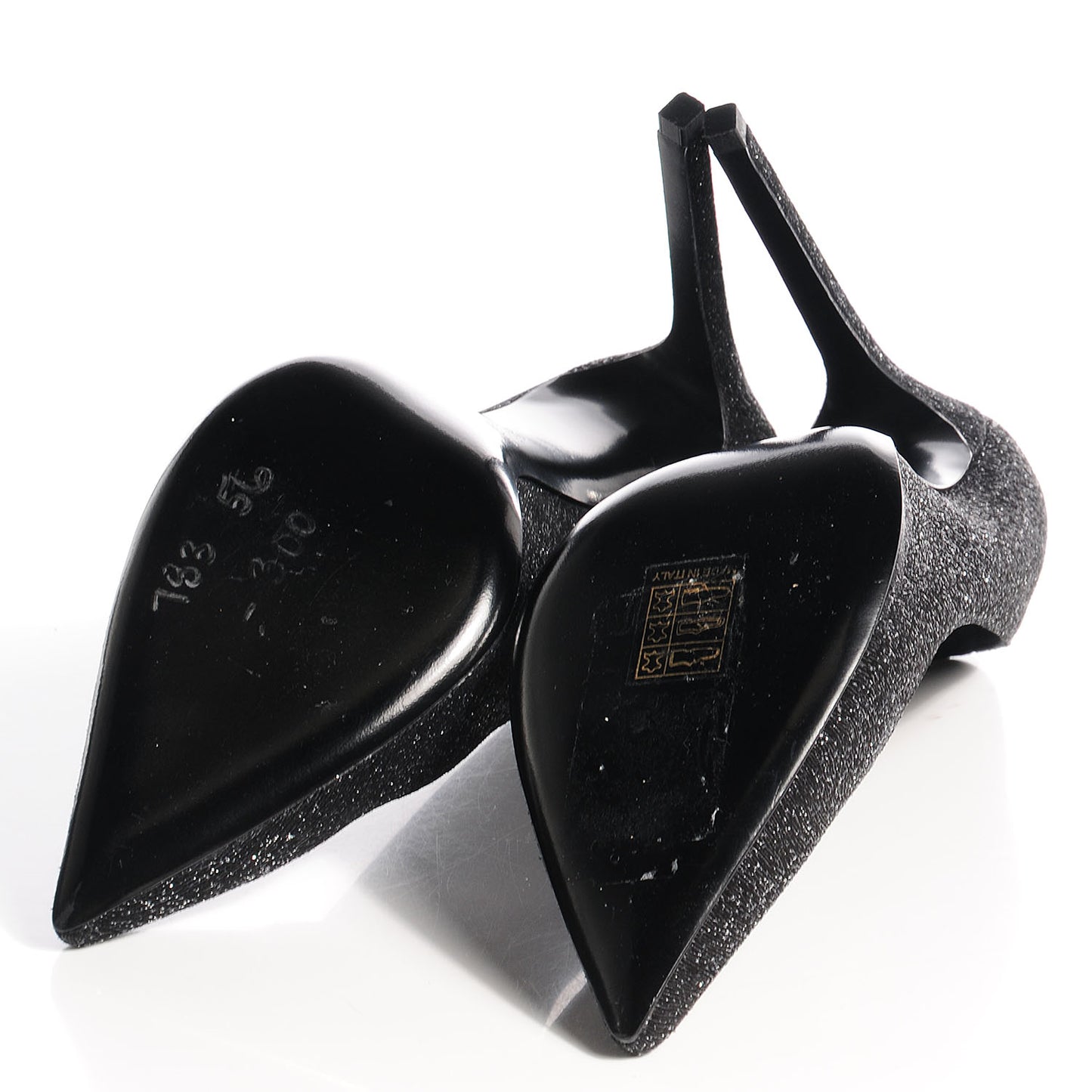 Glitter Goatskin Paris 105 Pump 38 Black Silver