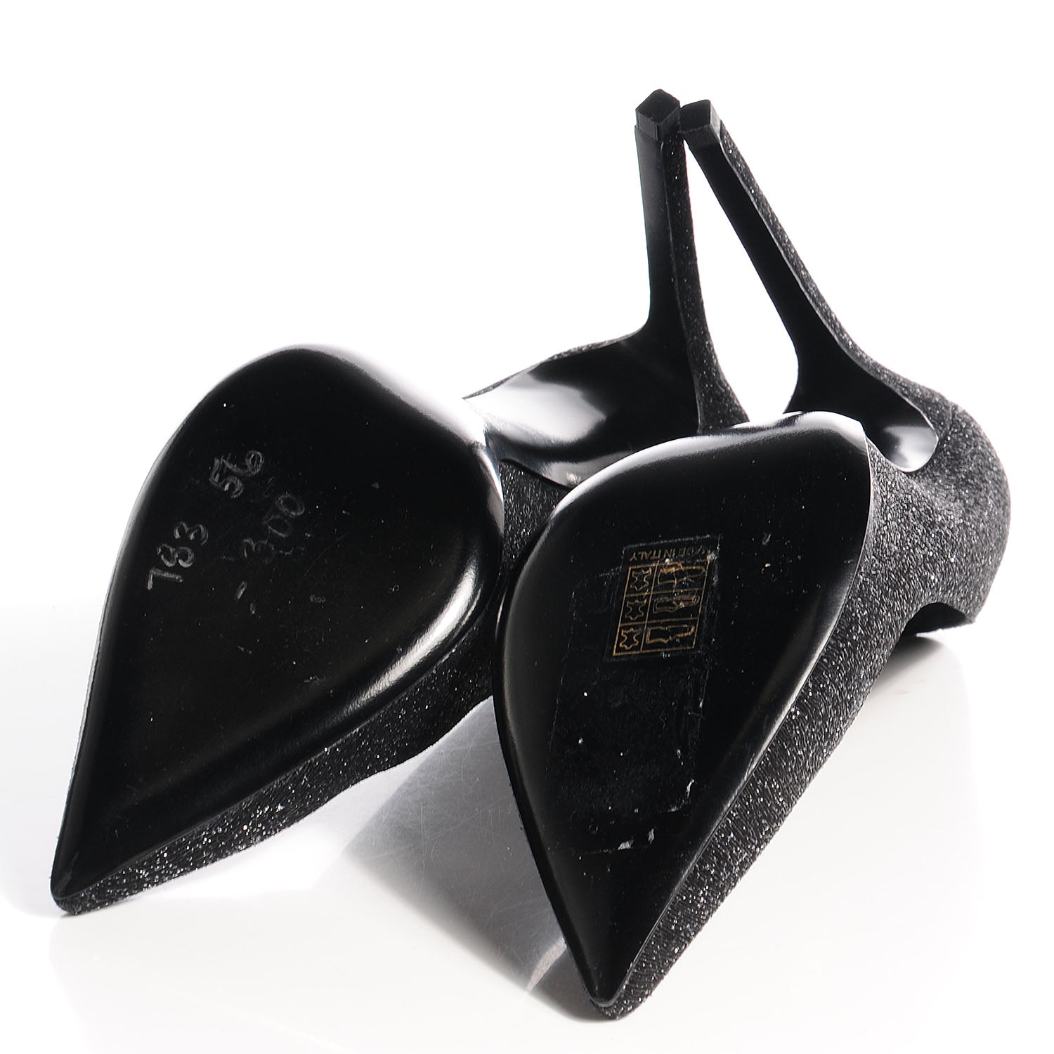 Saint Laurent Glitter Goatskin Paris 105 Pump 38 Black Silver 5 of 8